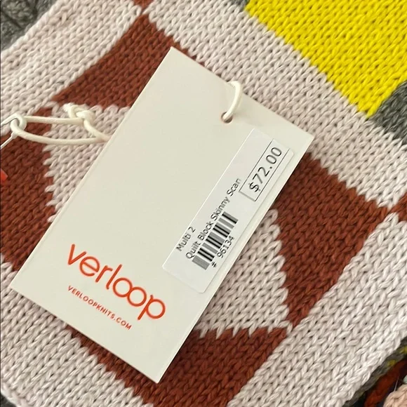 NWT Verloop Quilt Block  Geometric Knit Skinny Scarf - Picture 3 of 8